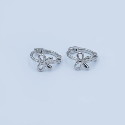 24K Gold Filled 15mm Ribbon Bow Huggie Earrings in Gold &amp; Silver | AE696 AE697