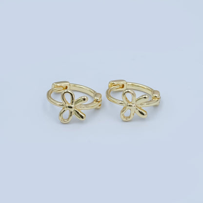 24K Gold Filled 15mm Ribbon Bow Huggie Earrings in Gold &amp; Silver | AE696 AE697