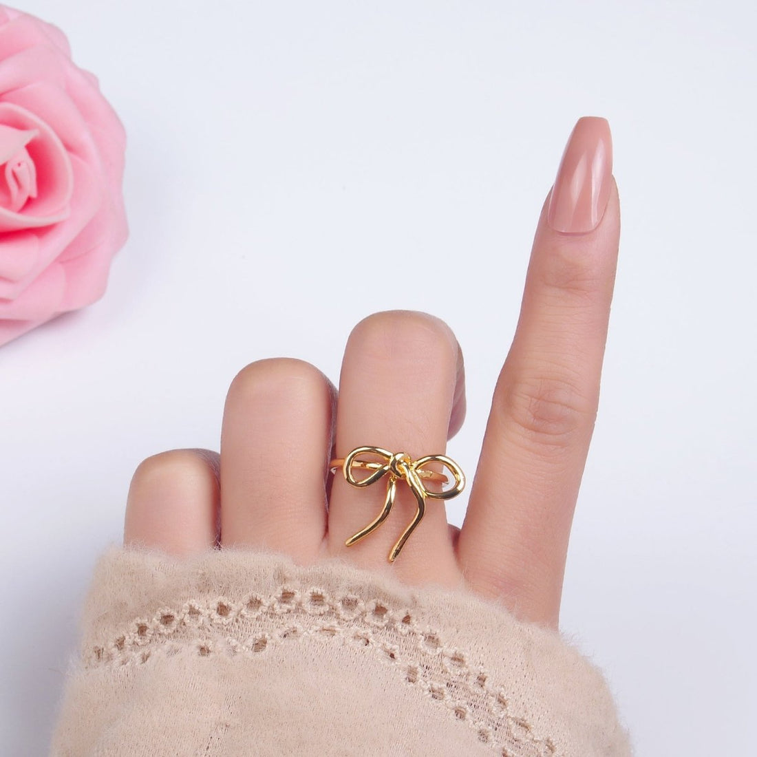 24K Gold Filled Ribbon Bow Minimalist Ring in Gold &amp; Silver | O504 O541