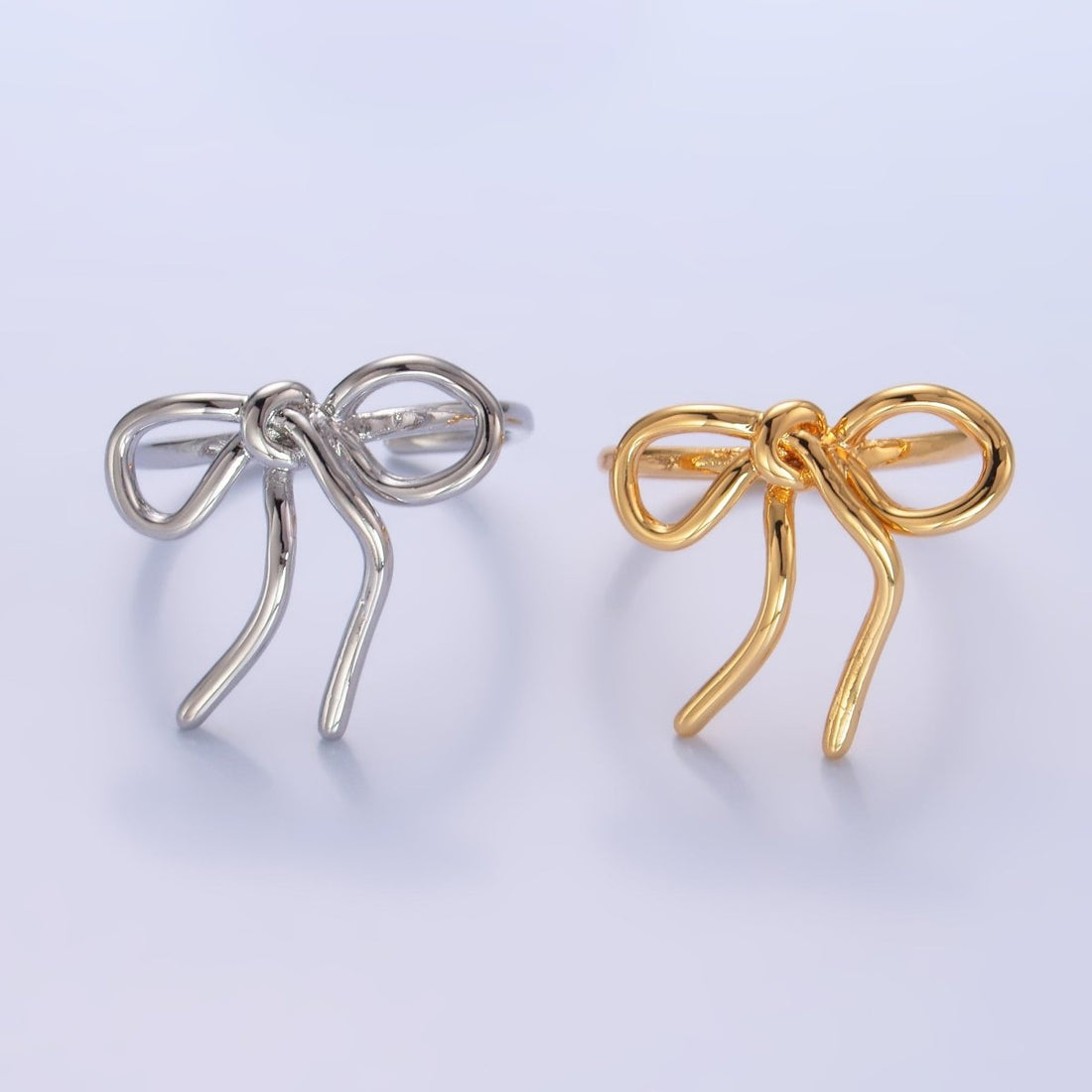 24K Gold Filled Ribbon Bow Minimalist Ring in Gold &amp; Silver | O504 O541