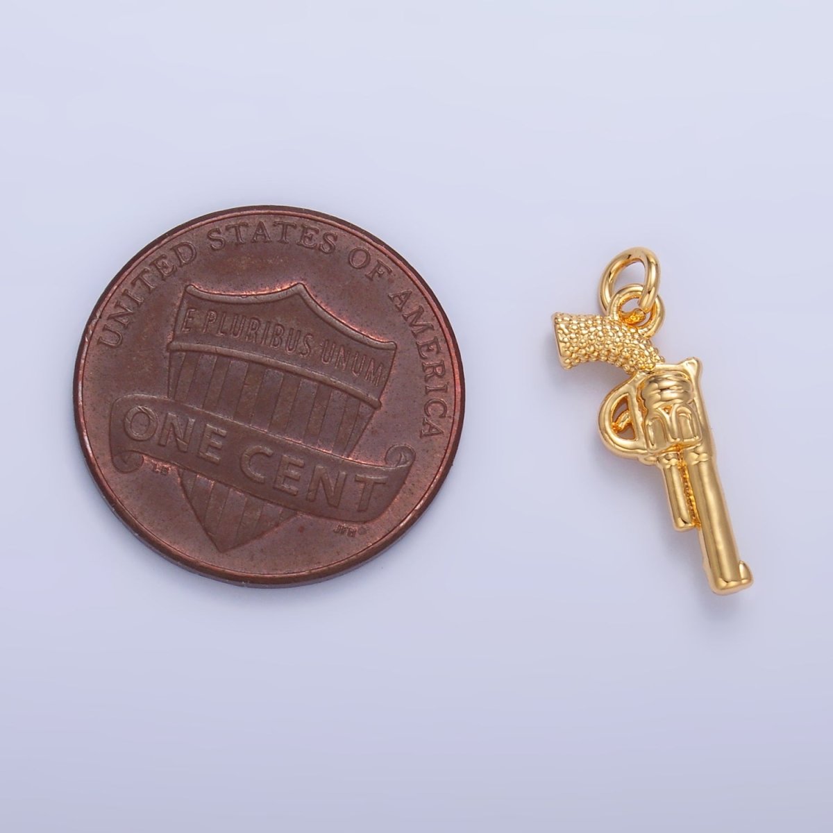 24K Gold Filled 16mm Riffle Gun Multidimensional 3D Charm in Gold &amp; Silver | W798