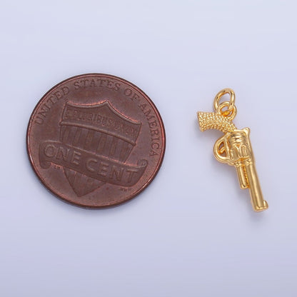 24K Gold Filled 16mm Riffle Gun Multidimensional 3D Charm in Gold &amp; Silver | W798