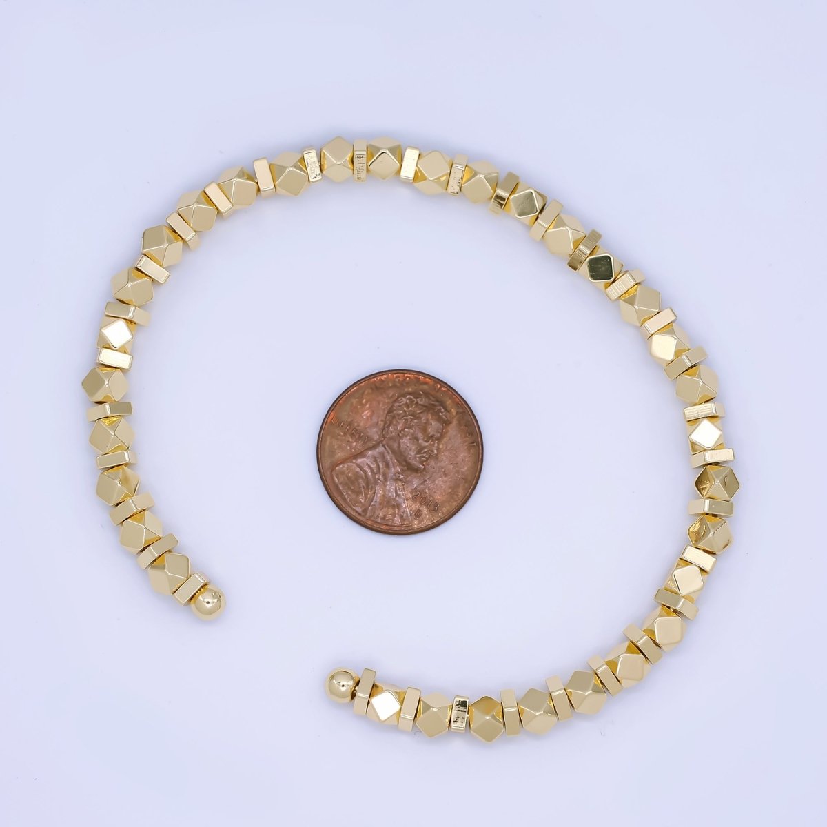 24K Gold Filled Multifaceted Rock Candy Maxi Cuff Bracelet | WA-03323