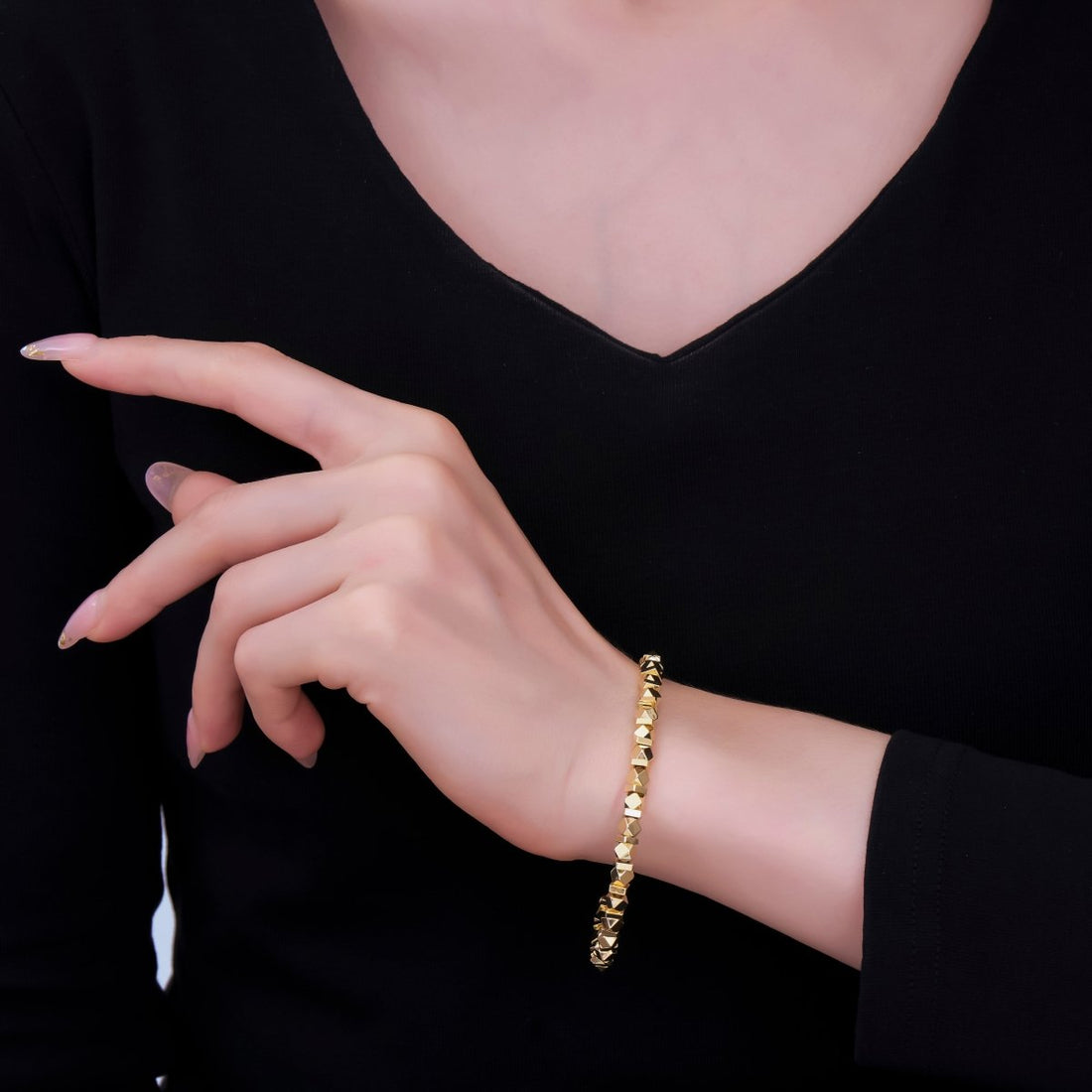 24K Gold Filled Multifaceted Rock Candy Maxi Cuff Bracelet | WA-03323