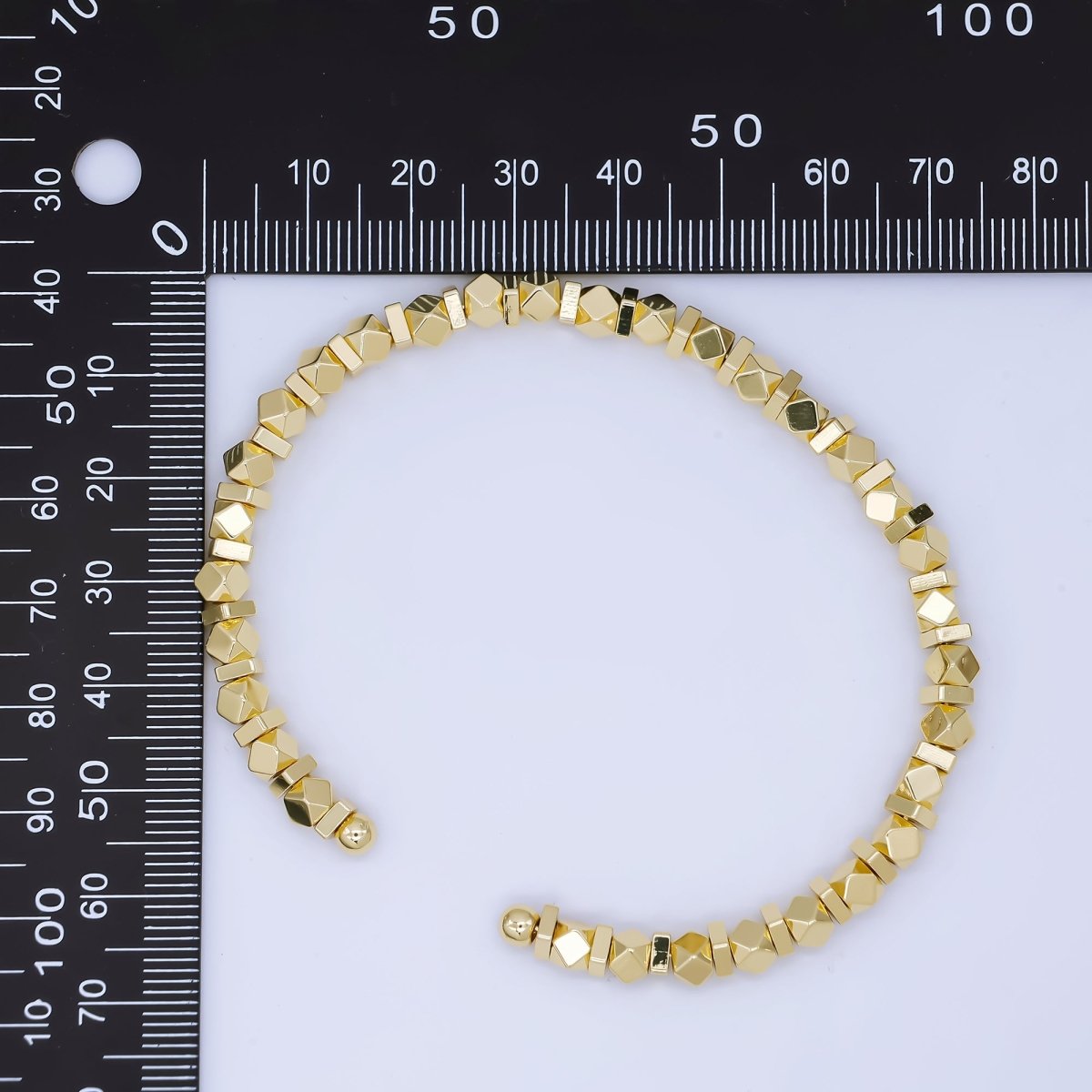 24K Gold Filled Multifaceted Rock Candy Maxi Cuff Bracelet | WA-03323