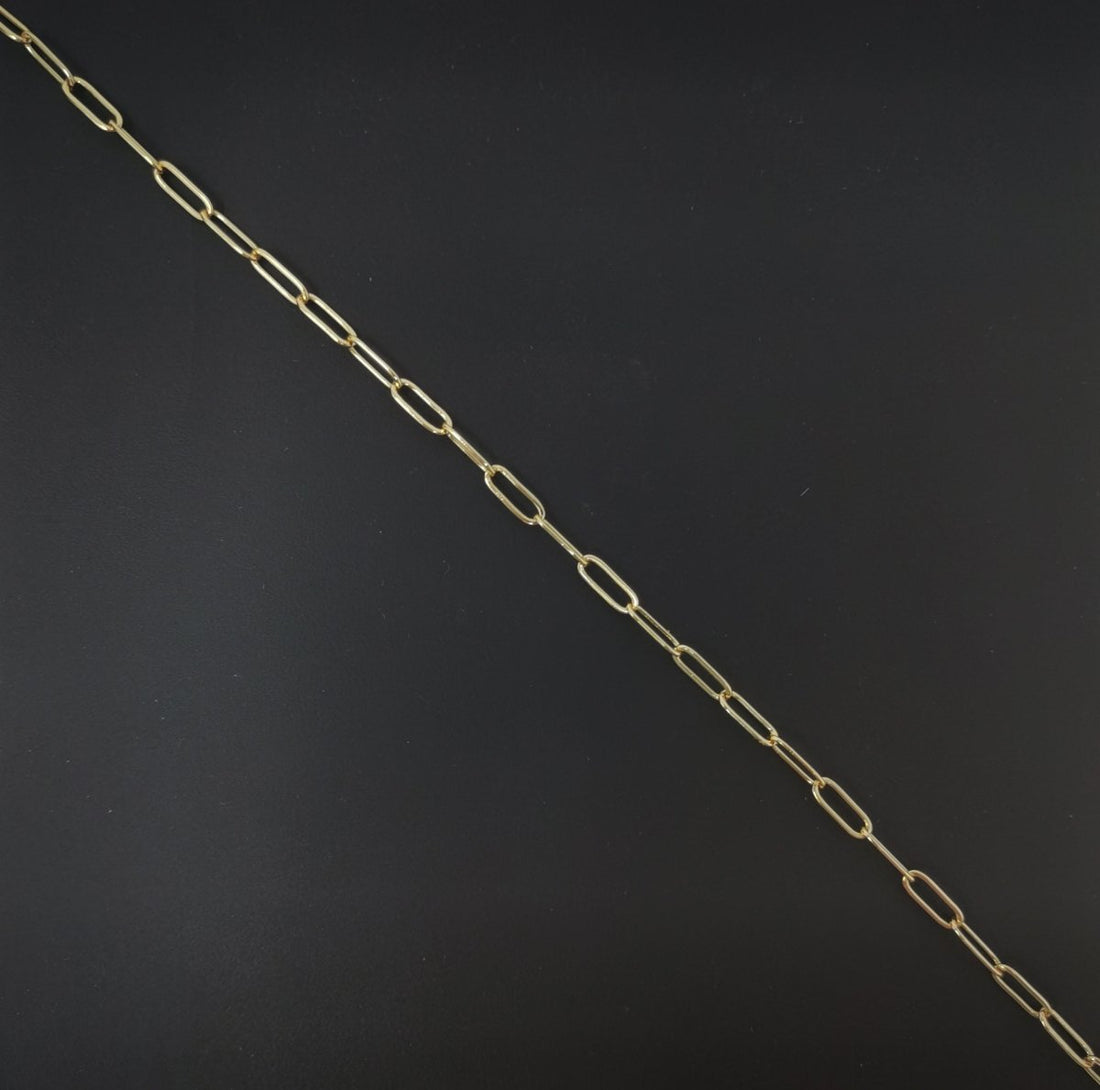 24K Gold Filled Rolo Cable Chain by Yard, Gold Filled Cable Rolo Chain, Wholesale Bulk Roll Chain for DIY Jewelry, Thickness 0.5mm, PAPER CLIP Chain | ROLL-005, ROLL-034, ROLL-049
