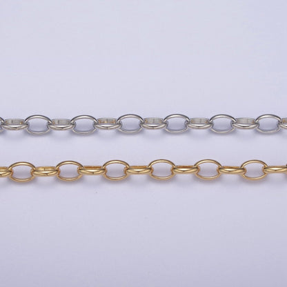 24K Gold Filled ROLO Cable Chain, Unfinished 7X5mm Oval Cable Chain in Gold &amp; Silver, Unfinished Chain For Jewelry Making | ROLL-662, ROLL-663 Clearance Pricing