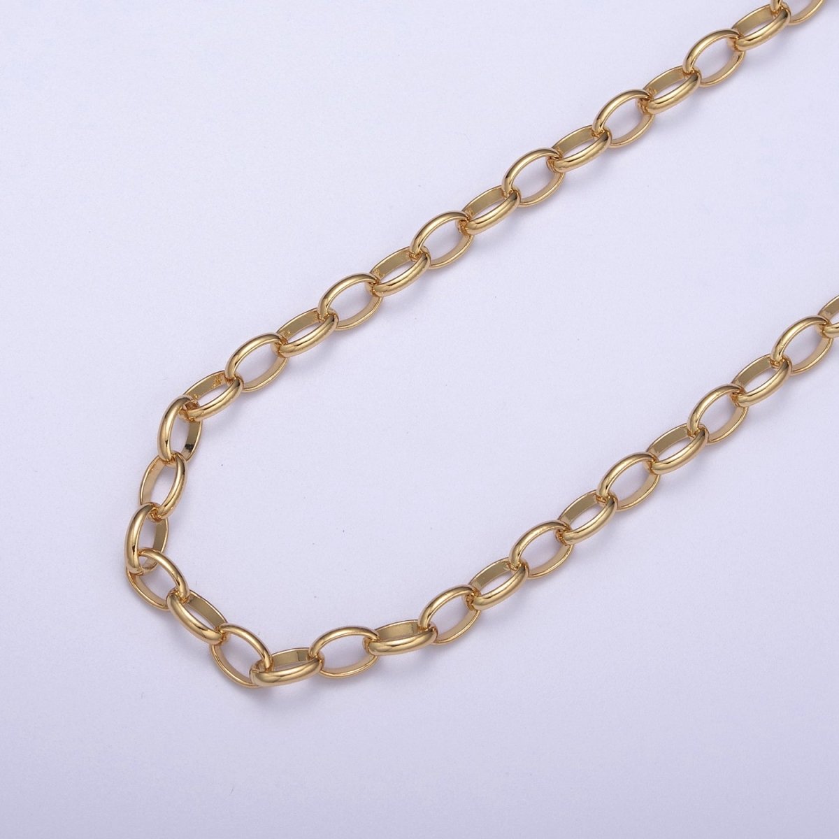 24K Gold Filled ROLO Cable Chain, Unfinished 7X5mm Oval Cable Chain in Gold &amp; Silver, Unfinished Chain For Jewelry Making | ROLL-662, ROLL-663 Clearance Pricing