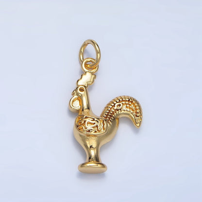 24K Gold Filled Rooster Chicken Artisan Animal Charm | X864