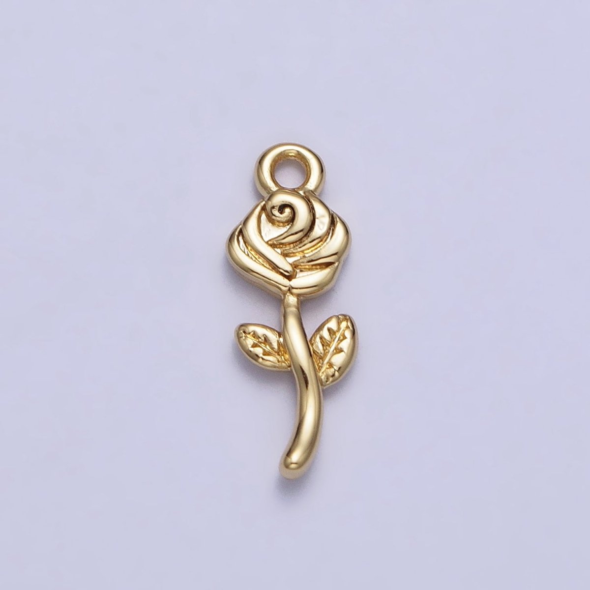24K Gold Filled Rose Blooming Flower Nature Add-On Charm in Gold &amp; Silver | AC343 AC344