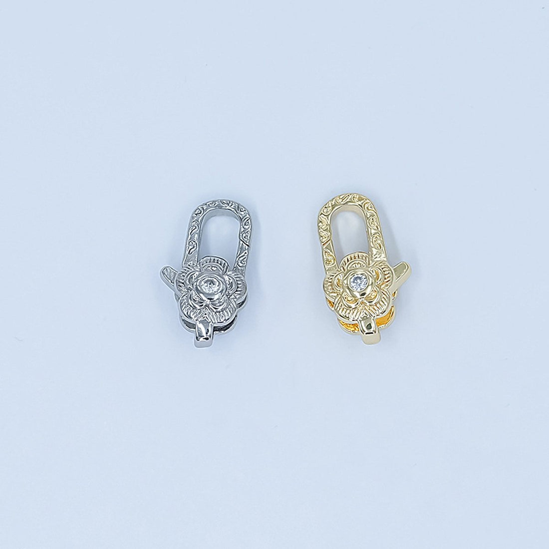 24K Gold Filled Rose Flower CZ Lobster Clasps Finding in Gold &amp; Silver | Z1141