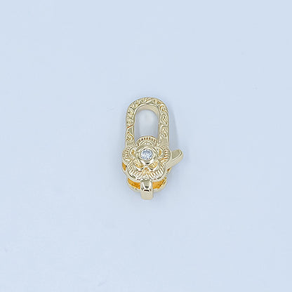 24K Gold Filled Rose Flower CZ Lobster Clasps Finding in Gold &amp; Silver | Z1141