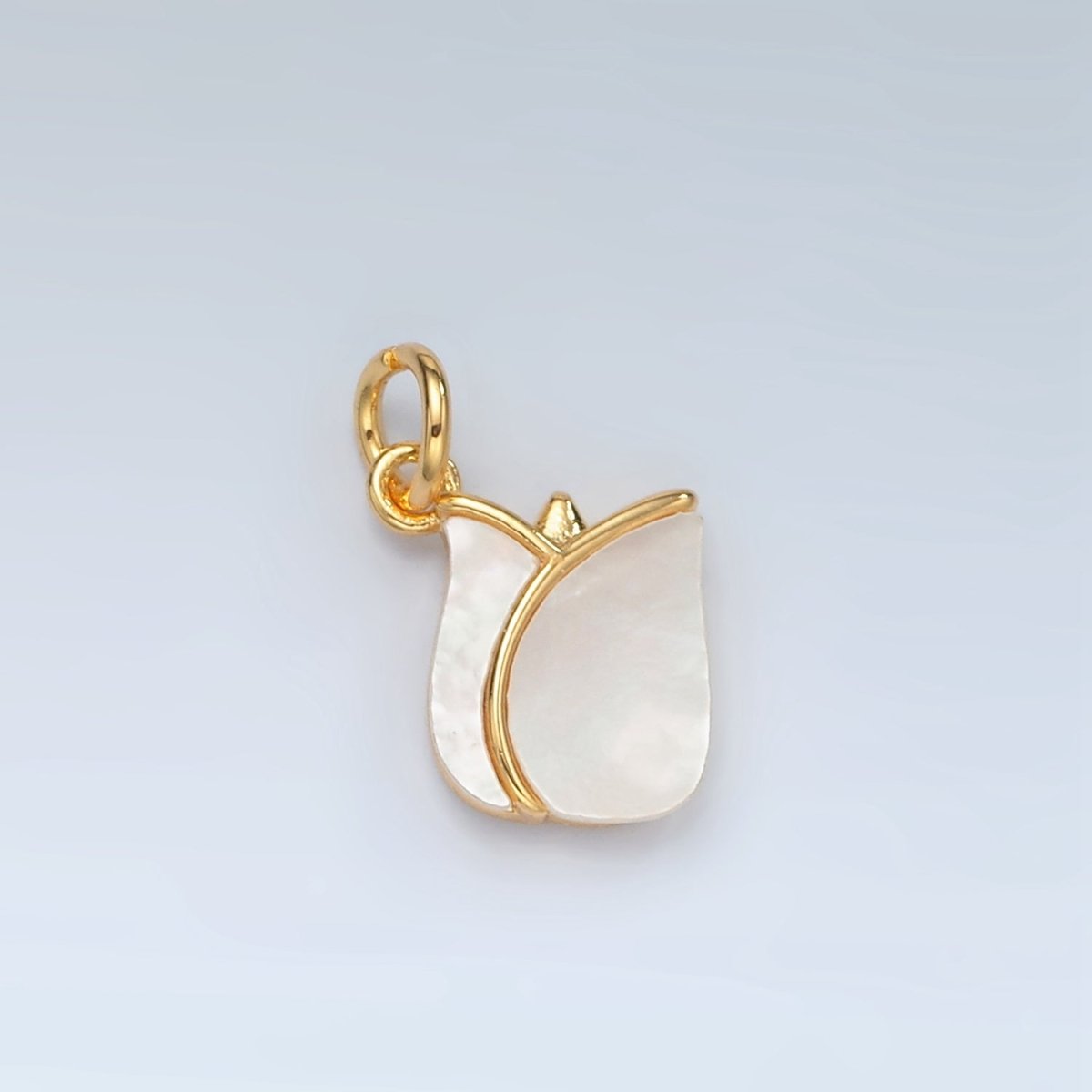 24K Gold Filled Rose Flower Shell Pearl Charm | D695