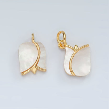 24K Gold Filled Rose Flower Shell Pearl Charm | D695