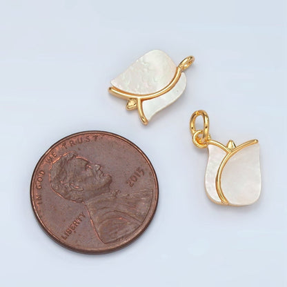 24K Gold Filled Rose Flower Shell Pearl Charm | D695
