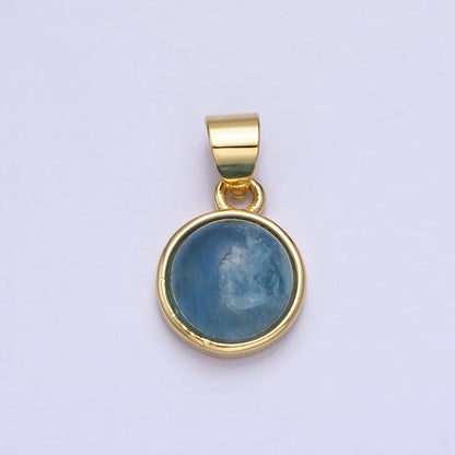 24K Gold Filled Rose Quartz, Aventurine, Labradorite, Blue Agate, Amethyst Round Pendant | AA195 - AA199