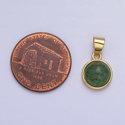 24K Gold Filled Rose Quartz, Aventurine, Labradorite, Blue Agate, Amethyst Round Pendant | AA195 - AA199
