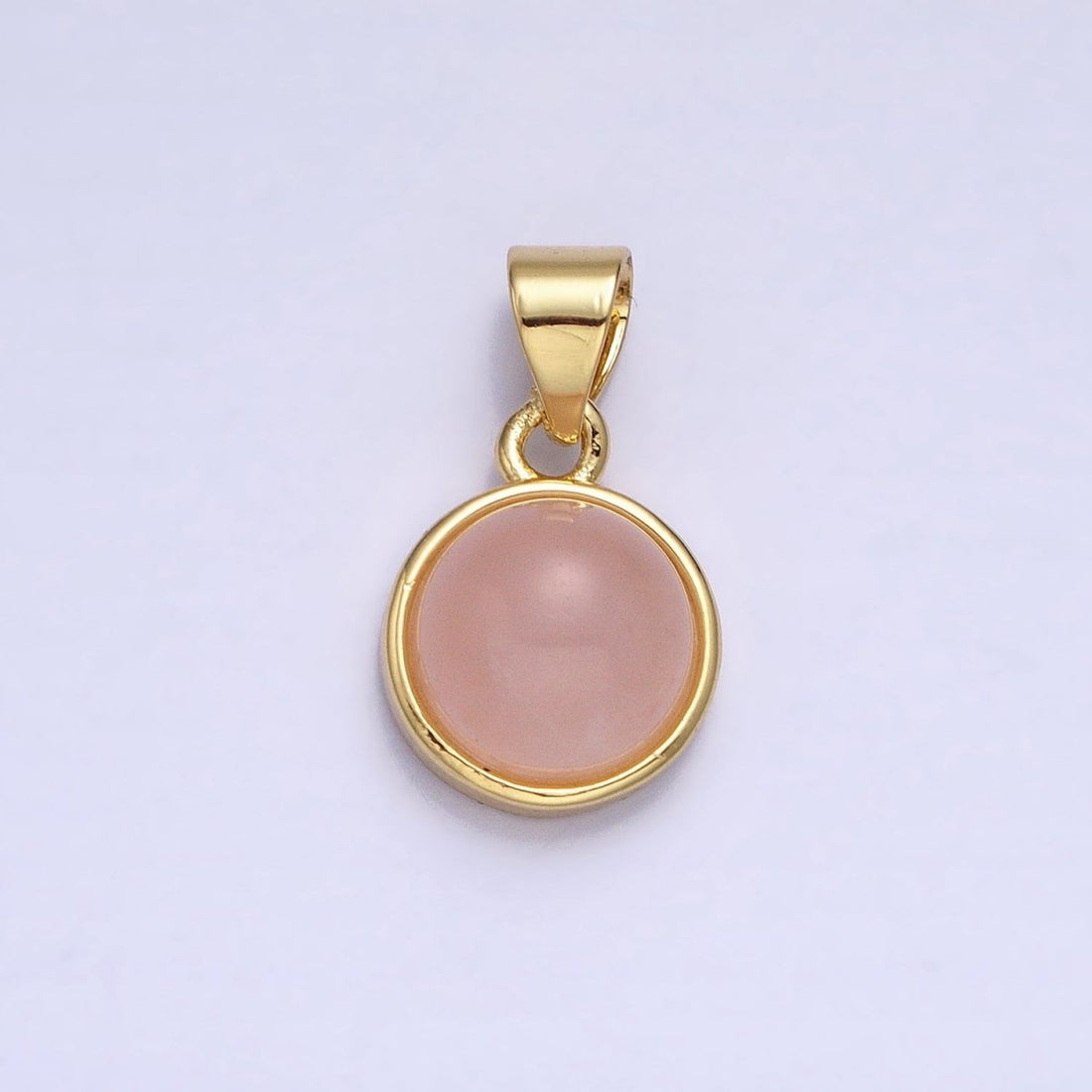 24K Gold Filled Rose Quartz, Aventurine, Labradorite, Blue Agate, Amethyst Round Pendant | AA195 - AA199