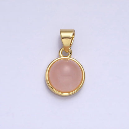 24K Gold Filled Rose Quartz, Aventurine, Labradorite, Blue Agate, Amethyst Round Pendant | AA195 - AA199