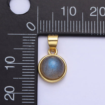 24K Gold Filled Rose Quartz, Aventurine, Labradorite, Blue Agate, Amethyst Round Pendant | AA195 - AA199