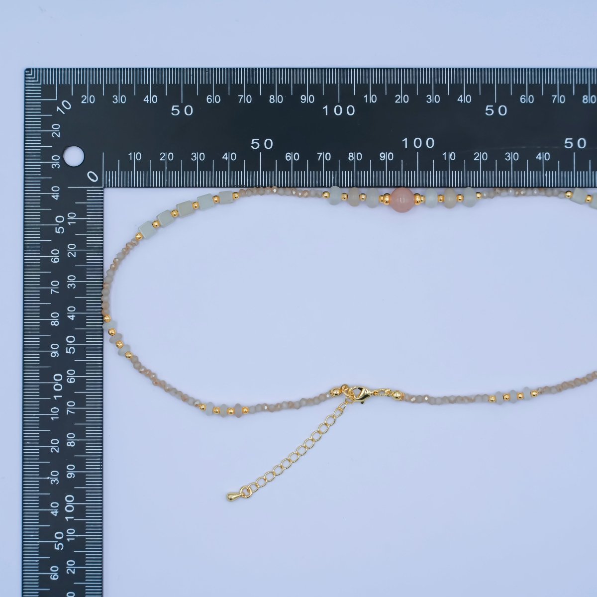 24K Gold Filled Rose Quartz Gemstone Bead 17 Inch Necklace | WA-2964