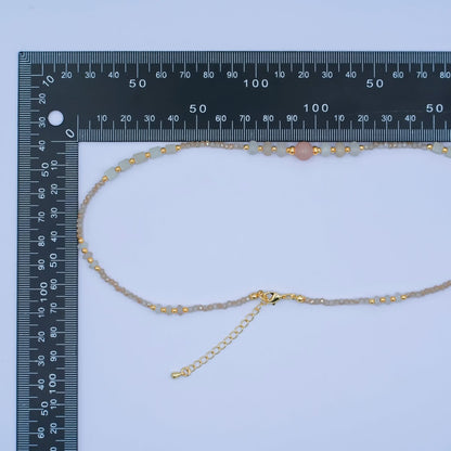 24K Gold Filled Rose Quartz Gemstone Bead 17 Inch Necklace | WA-2964