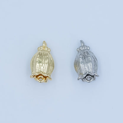 24K Gold Filled Rose Tulip Flower Multidimensional Connector in Gold &amp; Silver | Y012