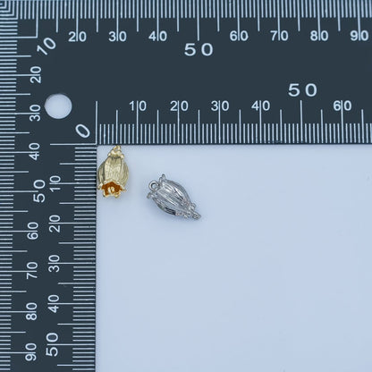 24K Gold Filled Rose Tulip Flower Multidimensional Connector in Gold &amp; Silver | Y012
