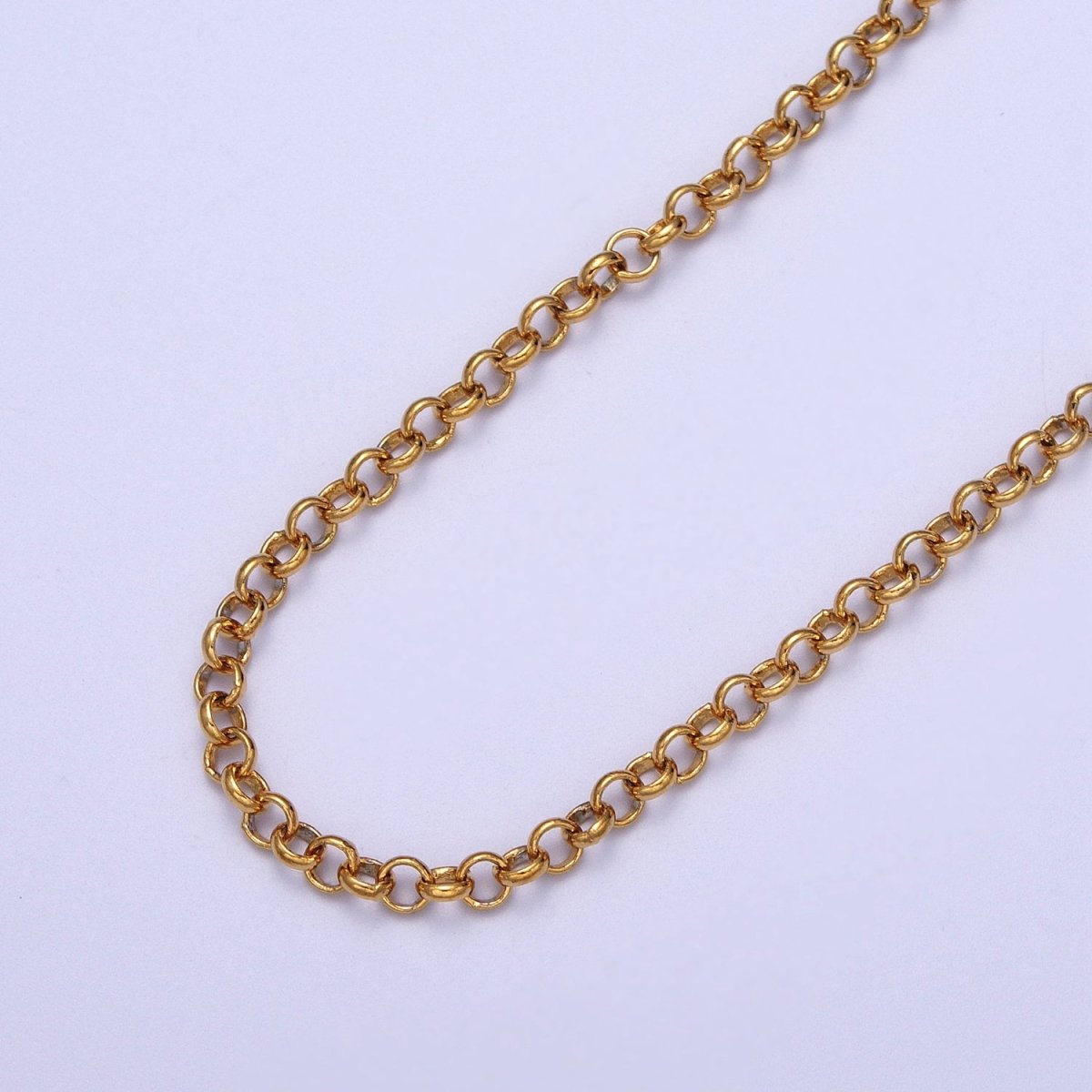 24K Gold Filled Round 3.5mm Rolo Gold, Silver Unfinished Chain | ROLL-966, ROLL-967 Clearance Pricing