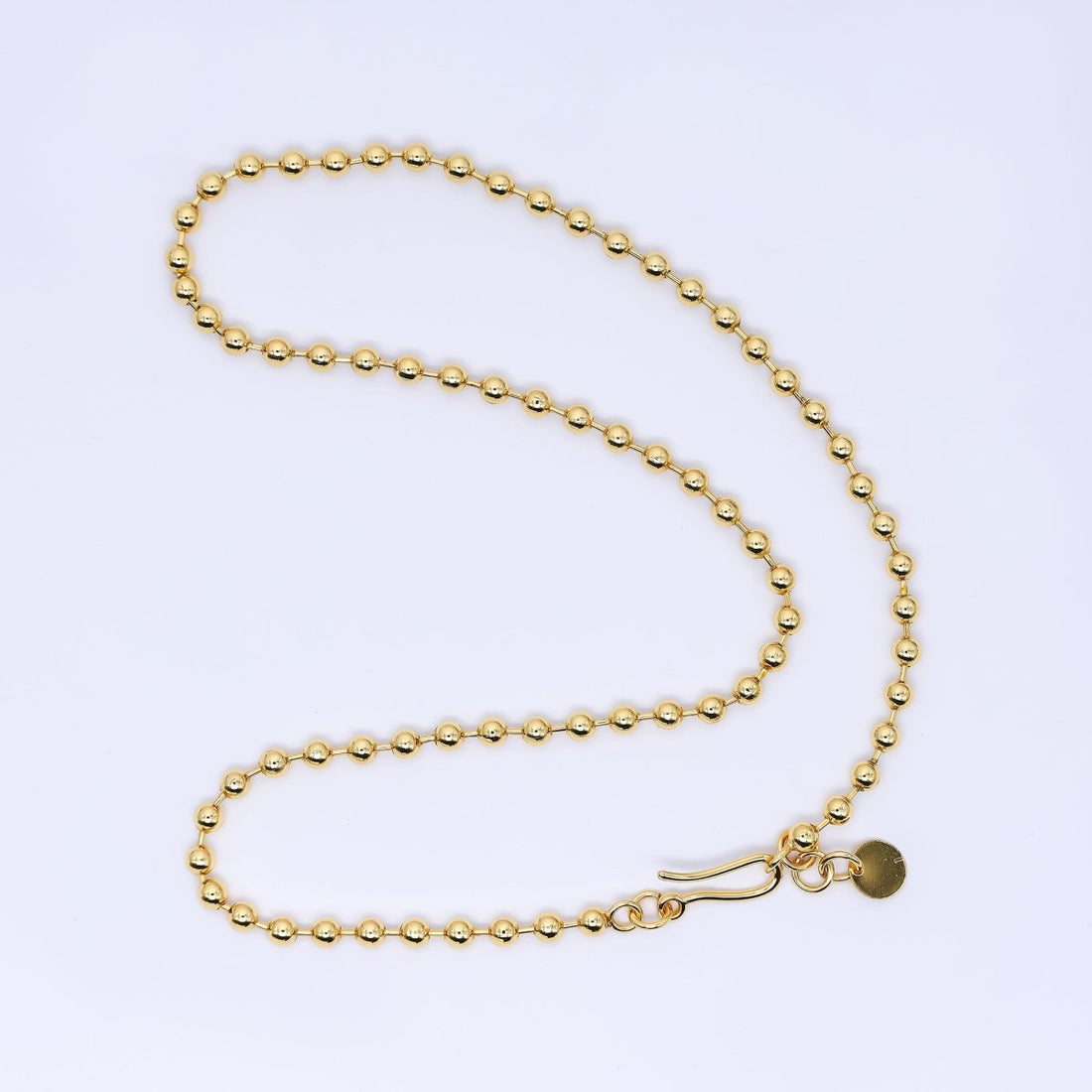 24K Gold Filled Round Ball Link Beaded Chain 18.5 Inch Necklace | WA-3156