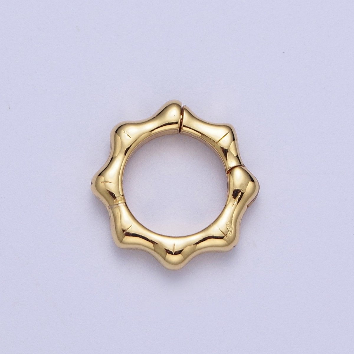 24K Gold Filled 12.5mm, 17mm Round Bamboo Plant Pull Spring Gate Ring Closure Findings | L931 L932