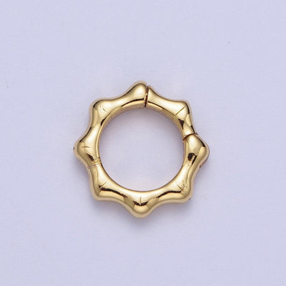 24K Gold Filled 12.5mm, 17mm Round Bamboo Plant Pull Spring Gate Ring Closure Findings | L931 L932