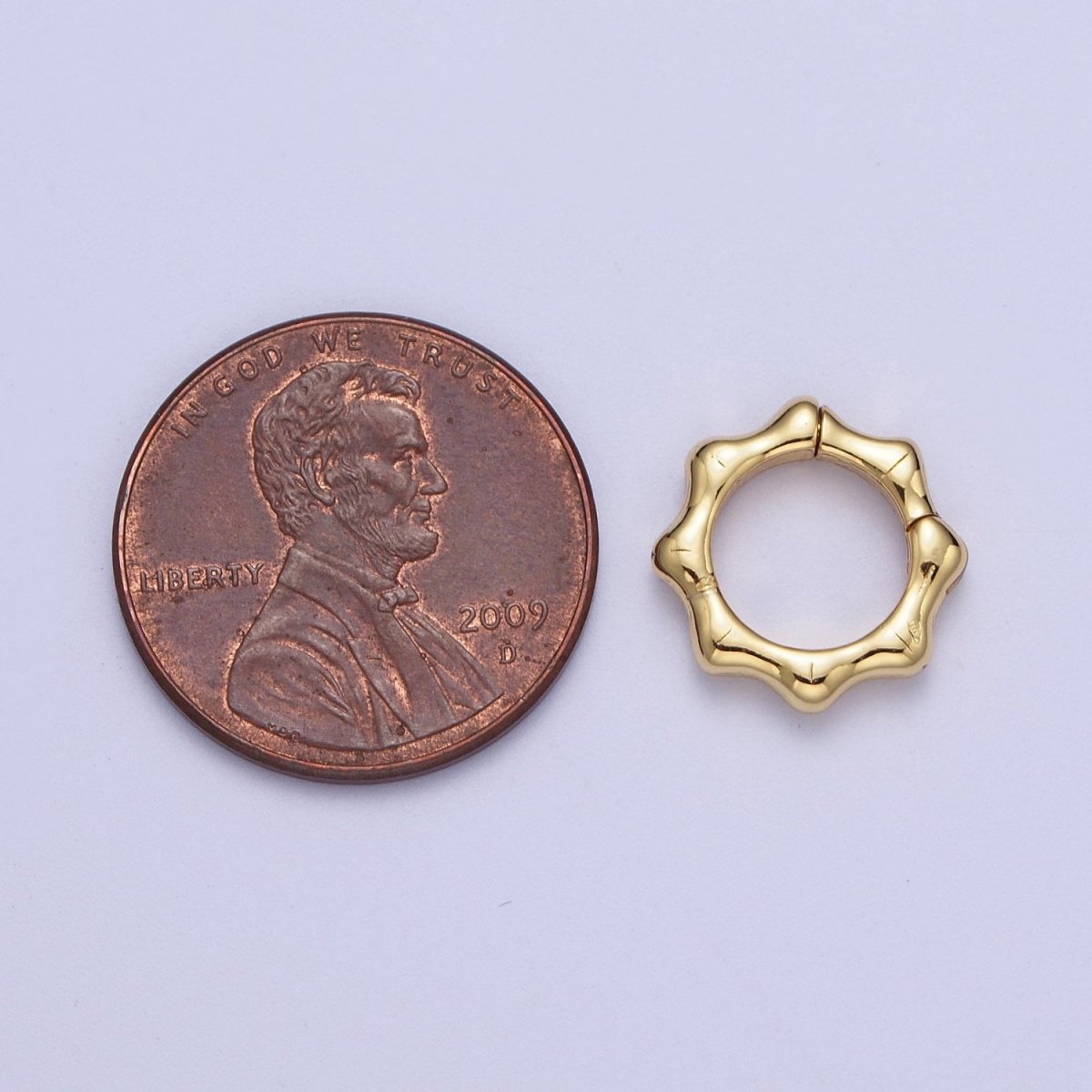 24K Gold Filled 12.5mm, 17mm Round Bamboo Plant Pull Spring Gate Ring Closure Findings | L931 L932