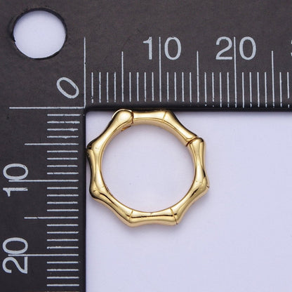 24K Gold Filled 12.5mm, 17mm Round Bamboo Plant Pull Spring Gate Ring Closure Findings | L931 L932