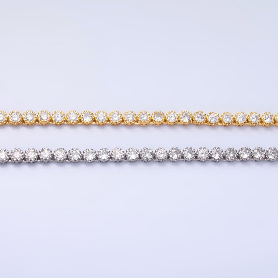 24K Gold Filled Round CZ Encapsulate Tennis Chain 16 Inch Necklace in Gold &amp; Silver | WA-3025 WA-3026