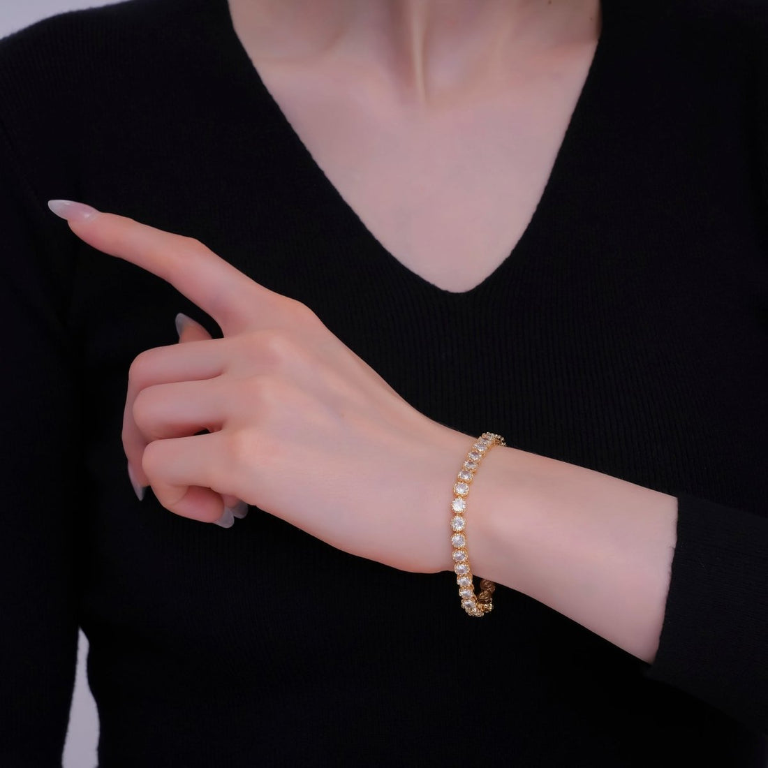 24K Gold Filled Round CZ Encapsulate Tennis Chain Bracelet in Gold &amp; Silver | WA-3053 WA-3054