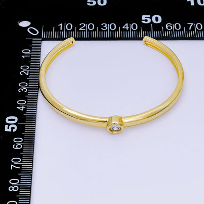 24K Gold Filled Round CZ Minimalist Bangle Cuff Bracelet in Gold &amp; Silver | WA-03097 WA-03094