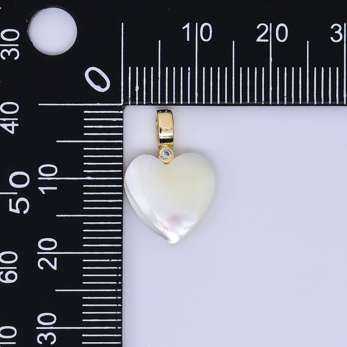 24K Gold Filled Round CZ Shell Pearl Love Heart Charm | AF-556 AF-557
