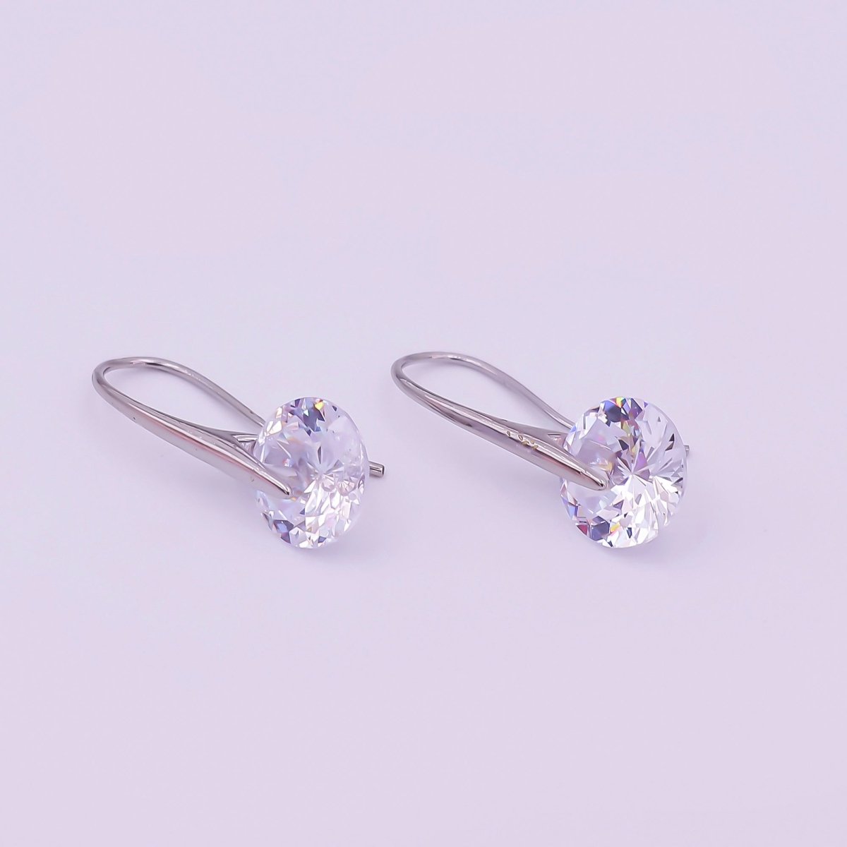24K Gold Filled Round CZ Sparkly Round Circle Drop Hook Earrings in Gold &amp; Silver | AI-525 AI-526