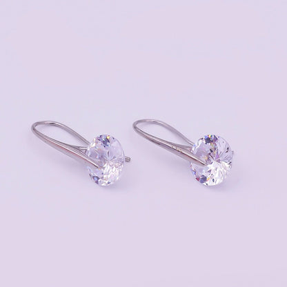 24K Gold Filled Round CZ Sparkly Round Circle Drop Hook Earrings in Gold &amp; Silver | AI-525 AI-526