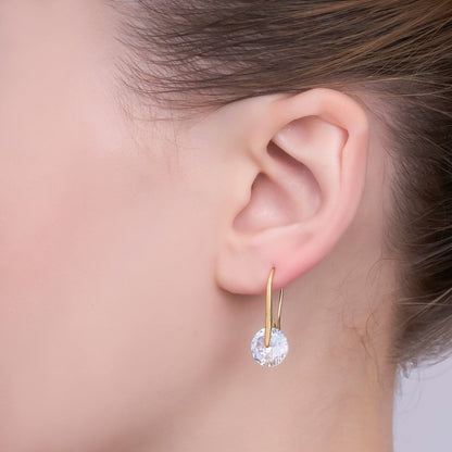 24K Gold Filled Round CZ Sparkly Round Circle Drop Hook Earrings in Gold &amp; Silver | AI-525 AI-526