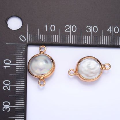 24K Gold Filled Round Freshwater Pearl Foil Connector | P1938