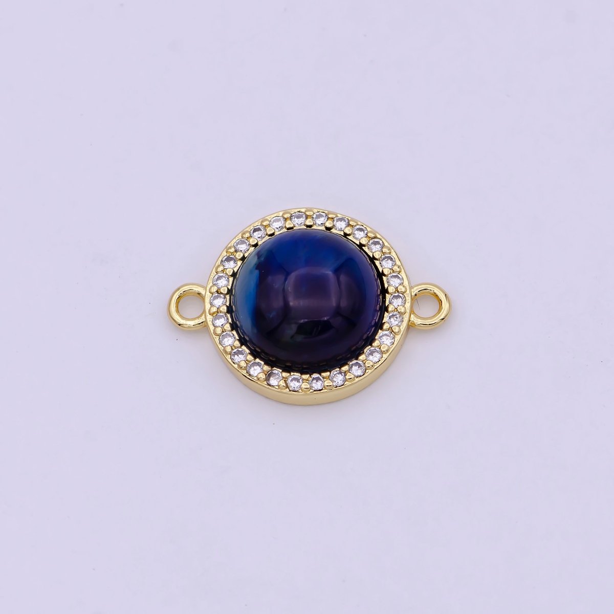 24K Gold Filled Round Micro Paved CZ Natural Stone Connector  F-687 F-688 F-689 F-697 F-698 F-699 F-700 F-708 F-733