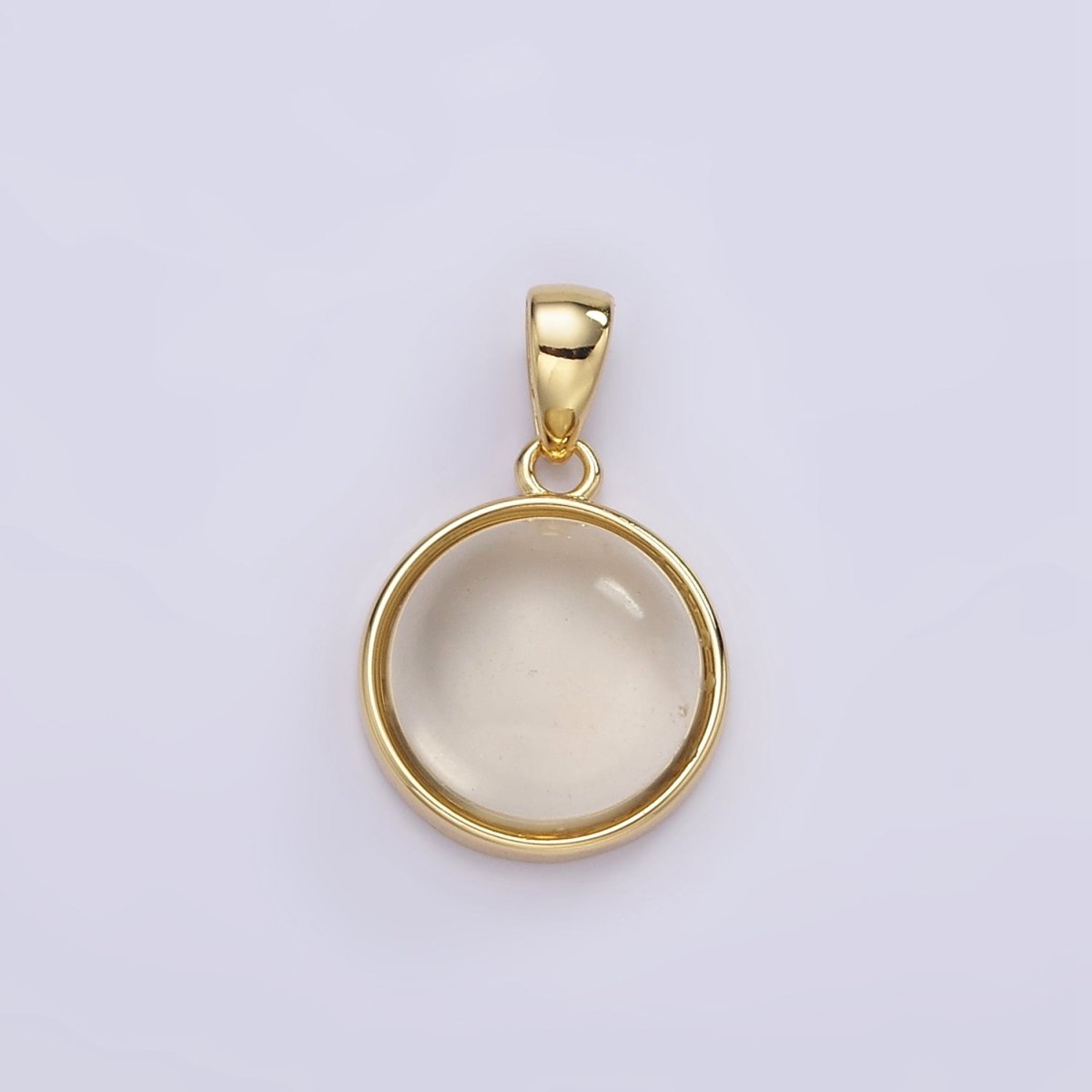 24K Gold Filled Round Natural Gemstone Bezel Pendant | AA062 - AA068