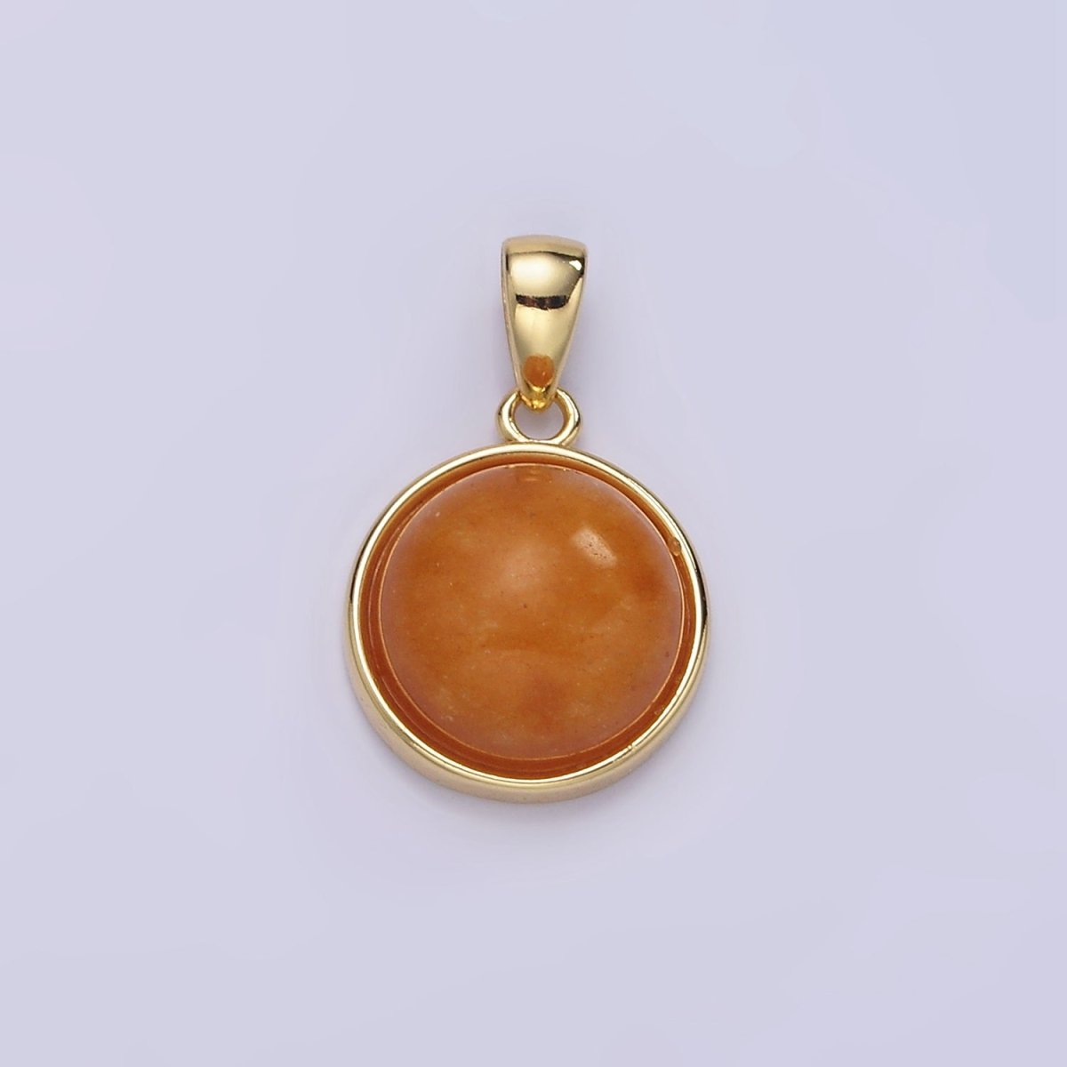 24K Gold Filled Round Natural Gemstone Bezel Pendant | AA062 - AA068