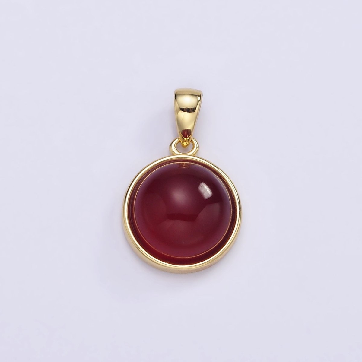 24K Gold Filled Round Natural Gemstone Bezel Pendant | AA062 - AA068