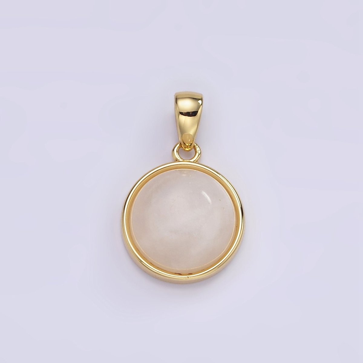 24K Gold Filled Round Natural Gemstone Bezel Pendant | AA062 - AA068