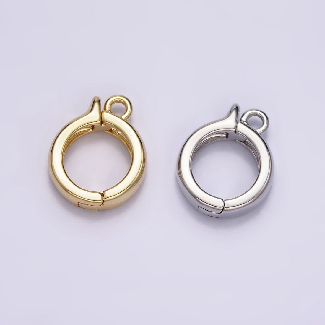 24K Gold Filled Round Open Loop Interchangeable Charm Holder Jewelry Supply in Gold &amp; Silver | Z-921 Z-922