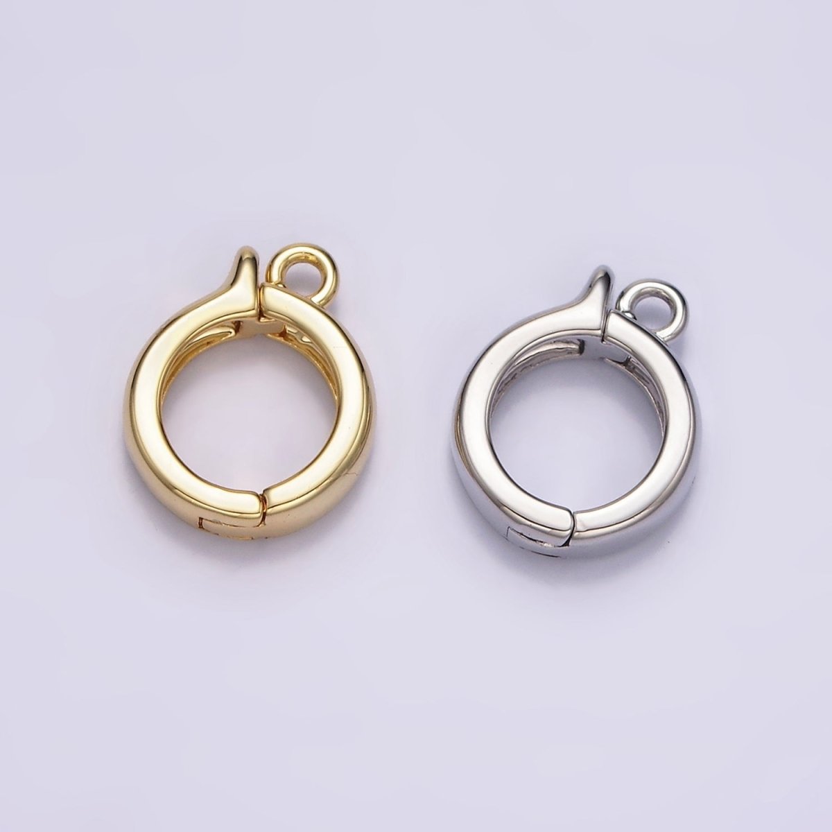 24K Gold Filled Round Open Loop Interchangeable Charm Holder Jewelry Supply in Gold &amp; Silver | Z-921 Z-922