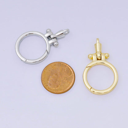 24K Gold Filled Round Push Gate Oblong Link Closure Finding in Gold &amp; Silver | Z-1317